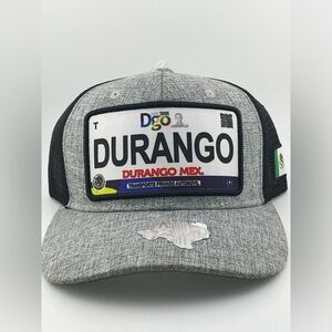 Durango License Plate (Gray Embroidered Cap) - Mexico Caps, Mexican Code Of Arms